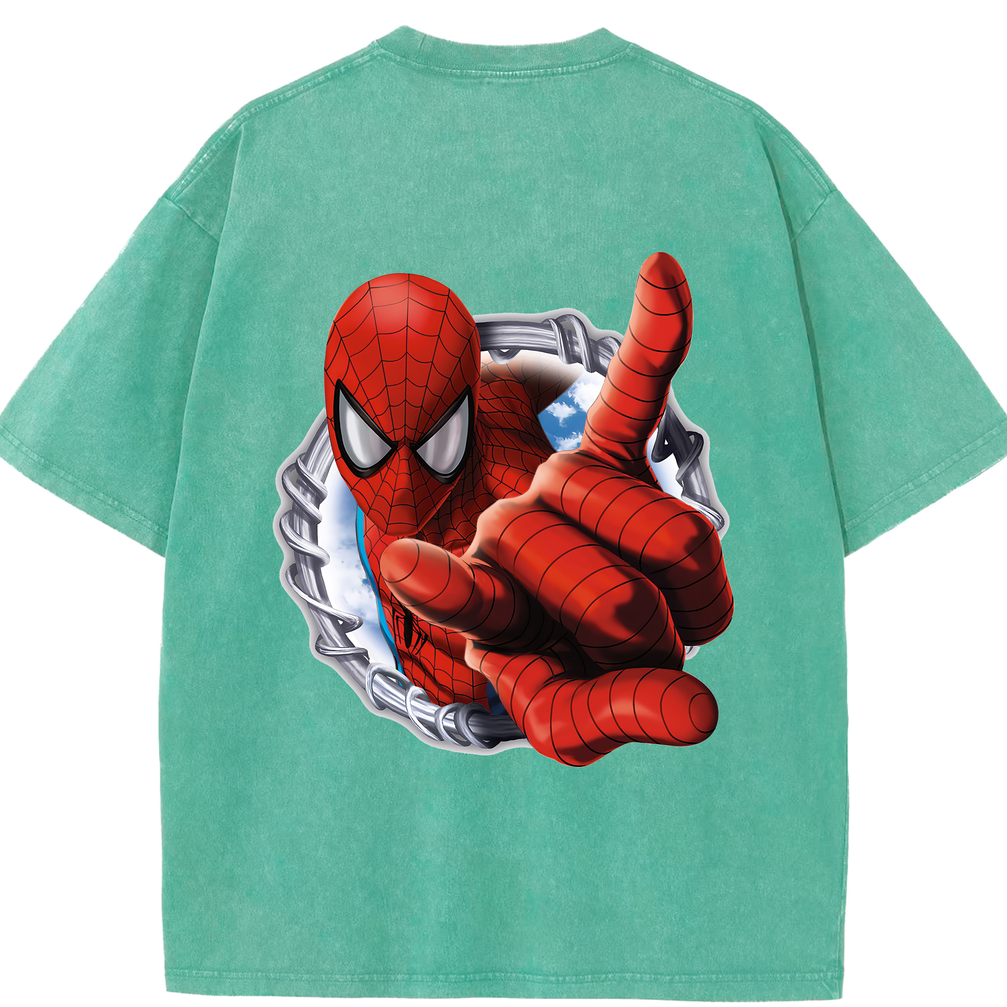（画像用） Spider Man スパイダーマン 綿100% ヴィンテージ風 半袖Tシャツ（背面プリント）
